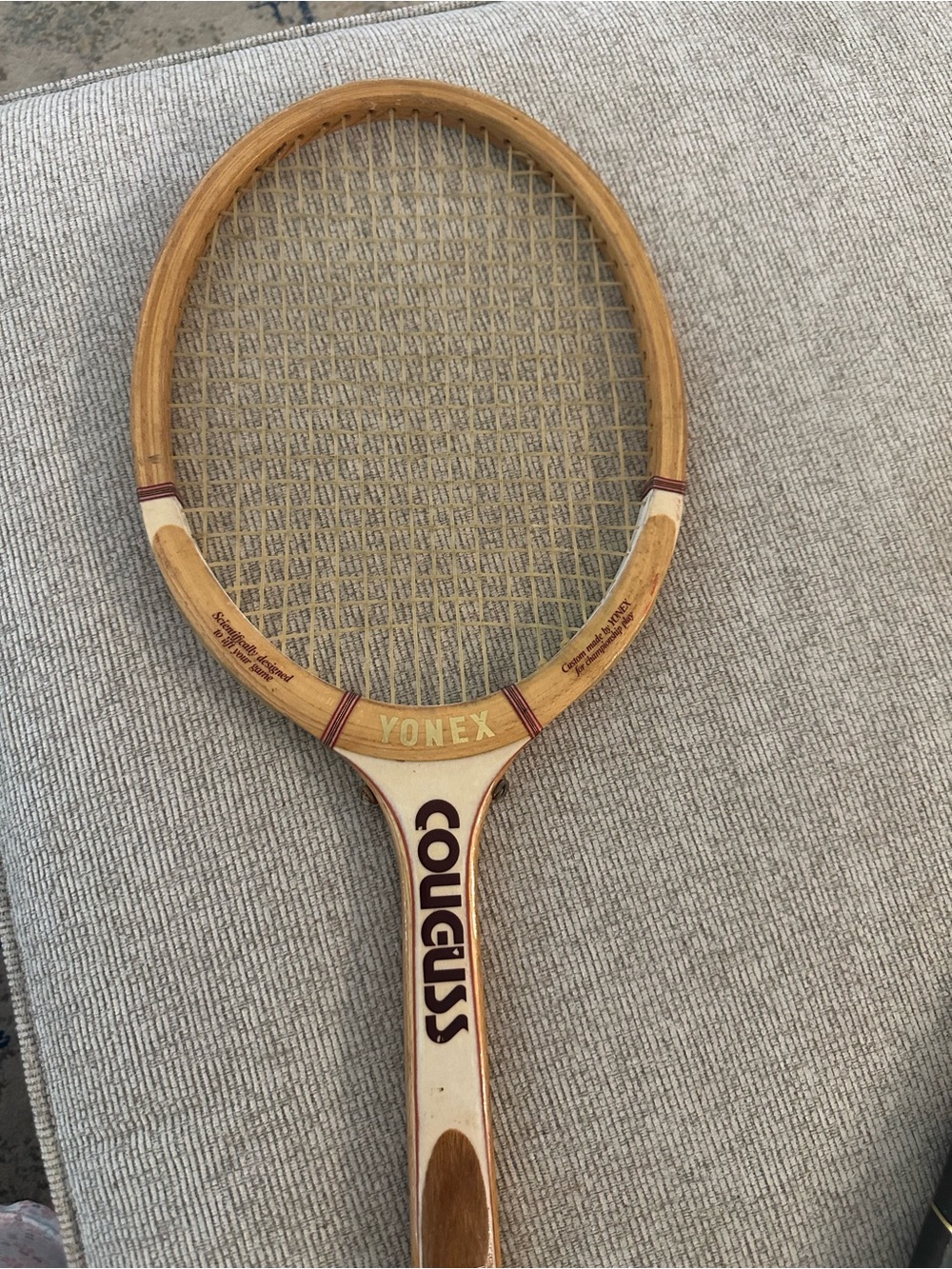 Yonex Vintage Wooden Tennis Racket in Natural Wood and Cream